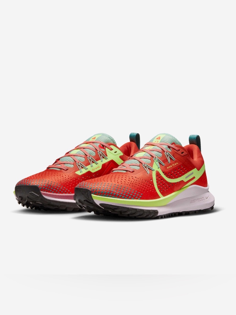 Nike Kids' Red and Neon Green Trail Sneakers